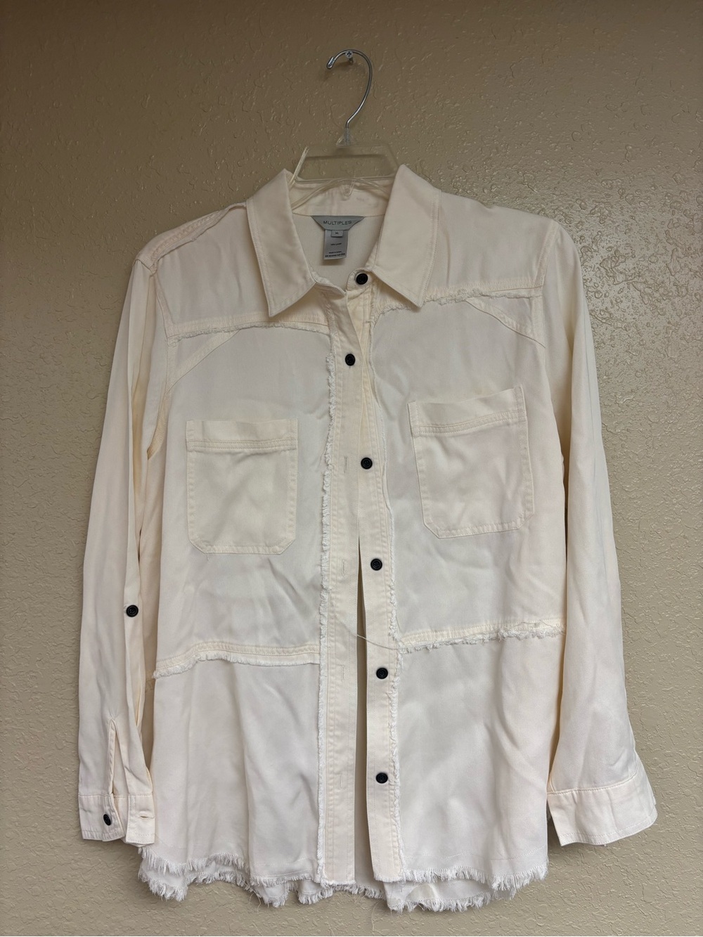 Multiples Cream Button-Up Shirt Jacket